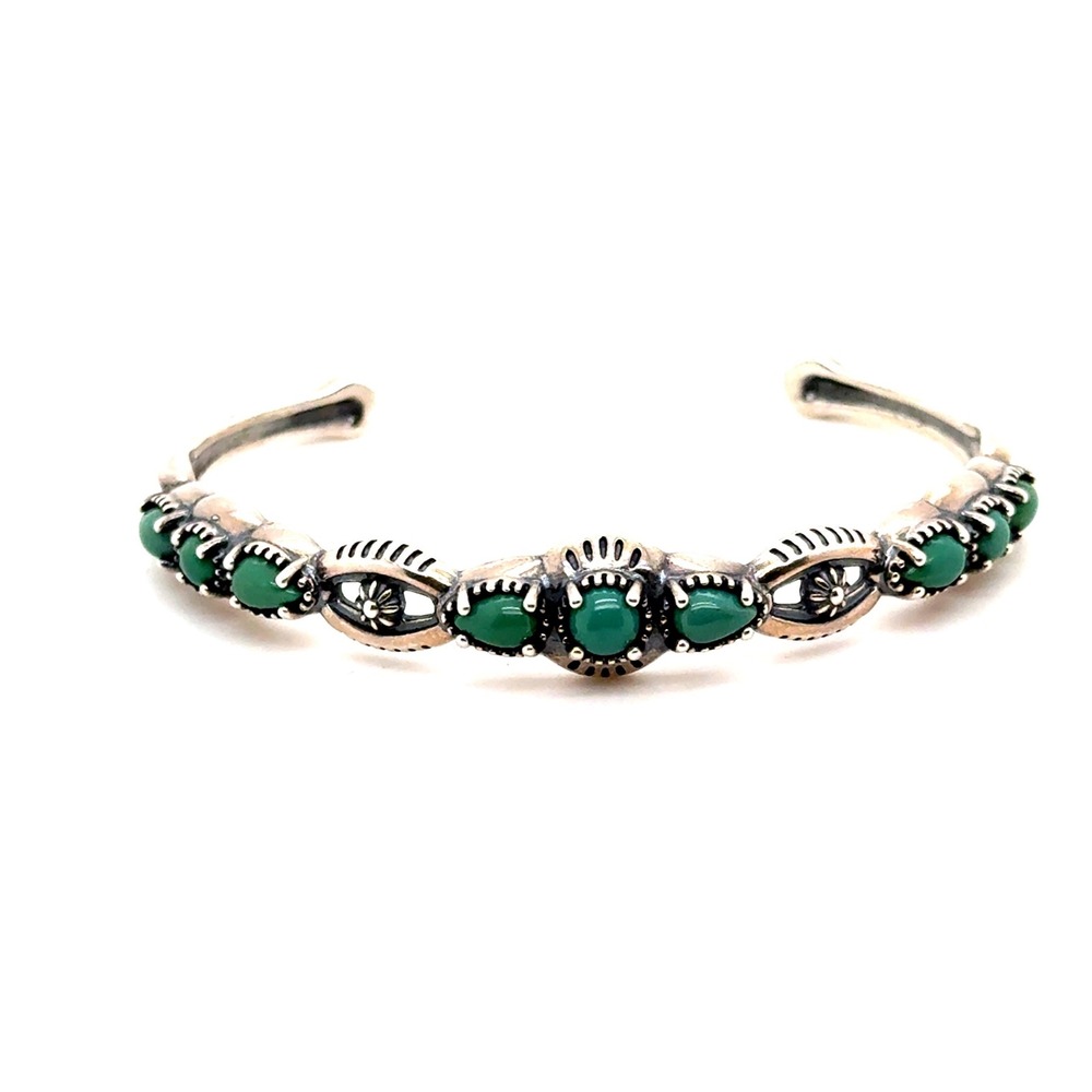 Carolyn Pollack Vintage Sterling Silver Green Turquoise Cuff Bracelet 14.2g
